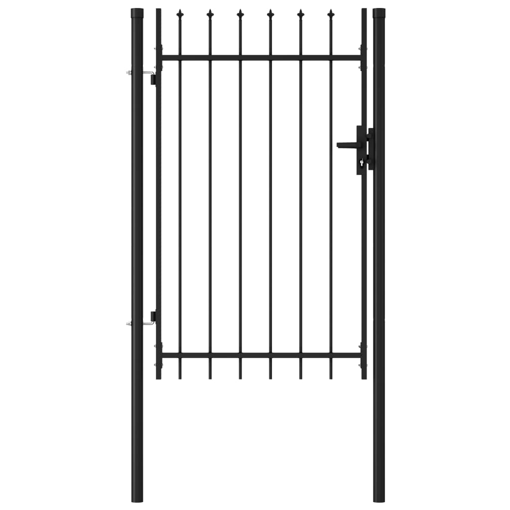 vidaXL Cancela de Valla Sencilla de Puntas Acero Negro Puerta de Jardín Dimensiones 1 x 1 m,  1 x 1.2 m,  1 x 1.5 m y mas