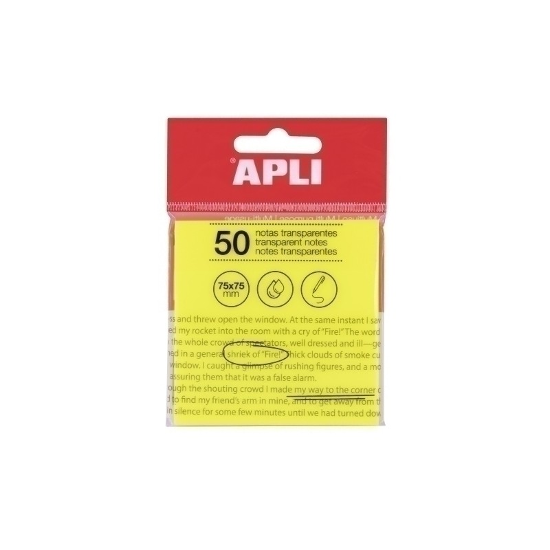 APLI - NOTAS ADHESIVAS APLI 50h 75x75 TRAS.AMA 19569