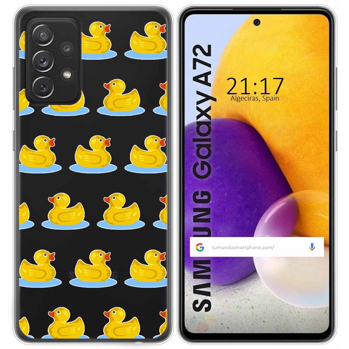 Tumundosmartphone Funda Gel Transparente para Samsung Galaxy A72 diseño Pato Dibujos