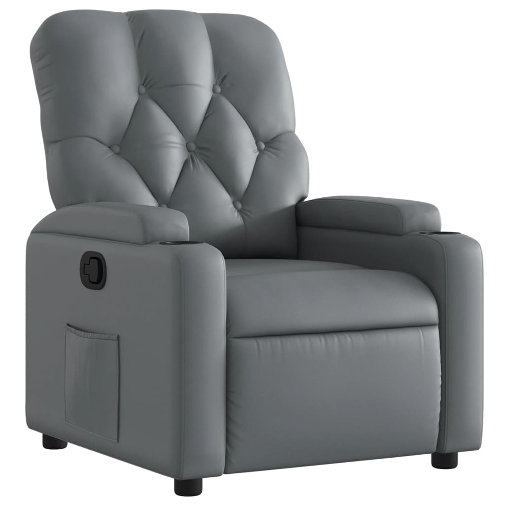 vidaXL Sillón reclinable de cuero sintético Negro, Gris, Sillon Dormitorio Sillon Comodos Silla Relax Sillón Sofá