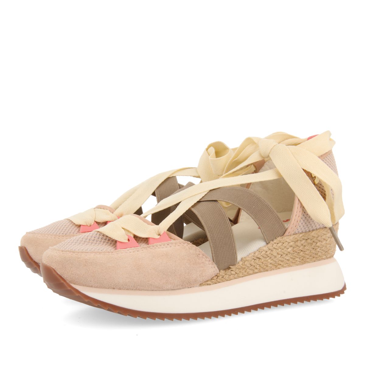 Zapatilla Abiertos Nude con Cuña Gioseppo Samobor - Diseño Abierto - Altura Cuña 5.5cm