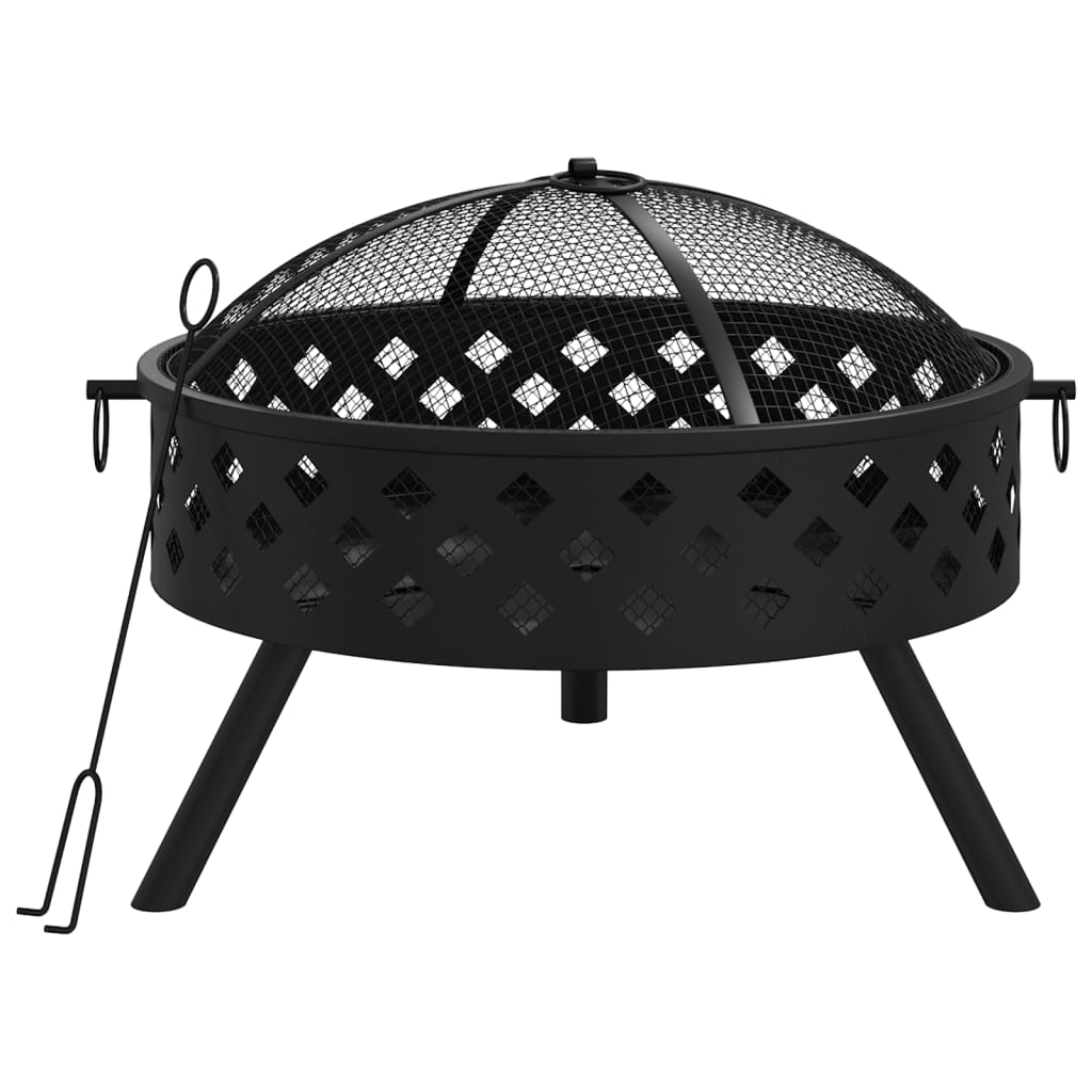 vidaXL Brasero con atizador acero XXL 58 cm
