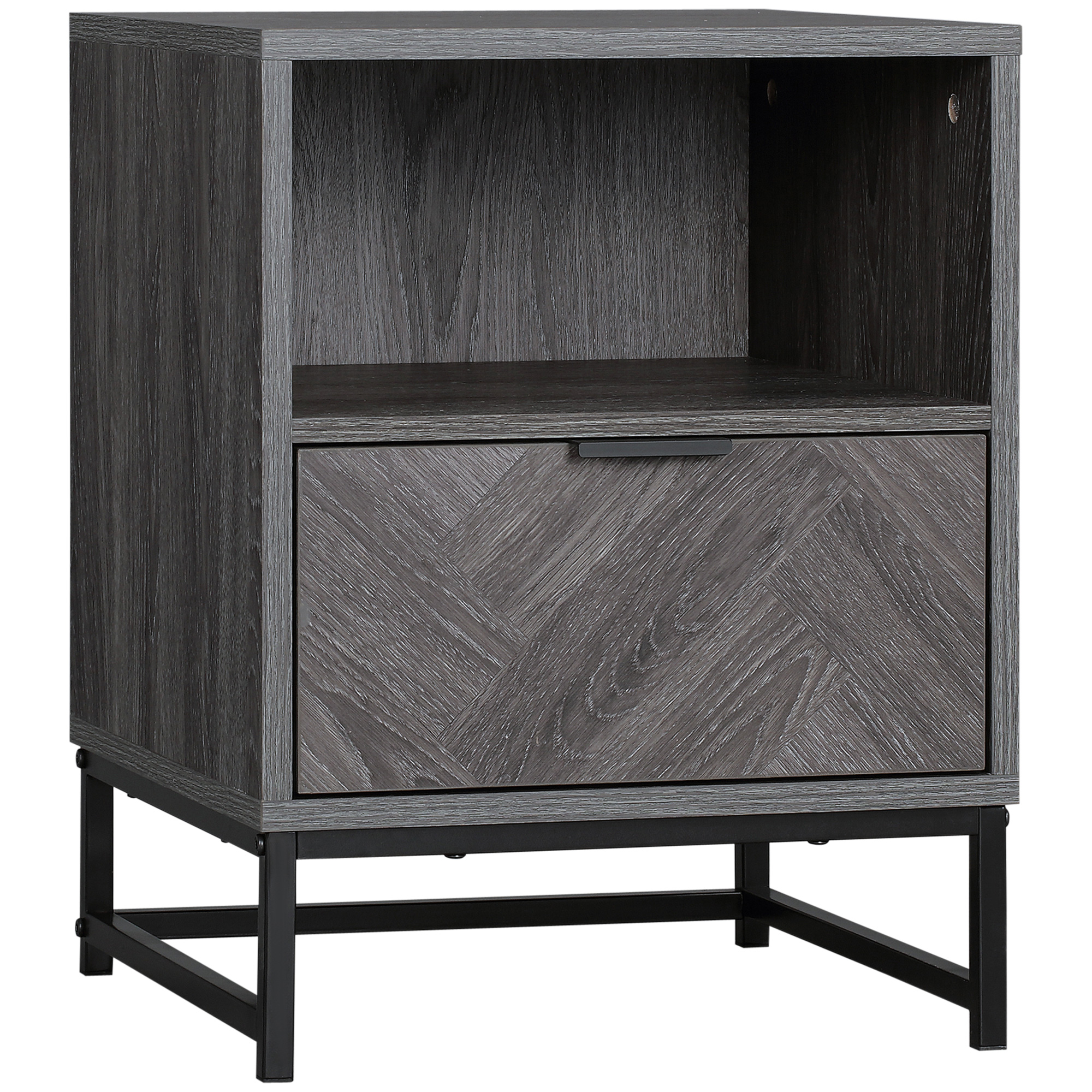 Mesita De Noche De Melamina De Madera Homcom 48x39x54 Cm-roble con