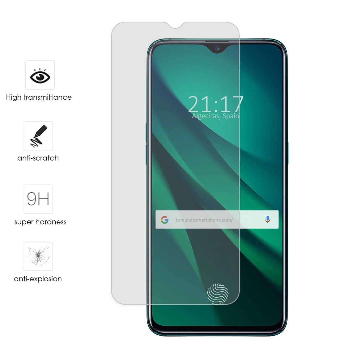 Tumundosmartphone Protector Cristal Templado para Oppo RX17 Pro Vidrio