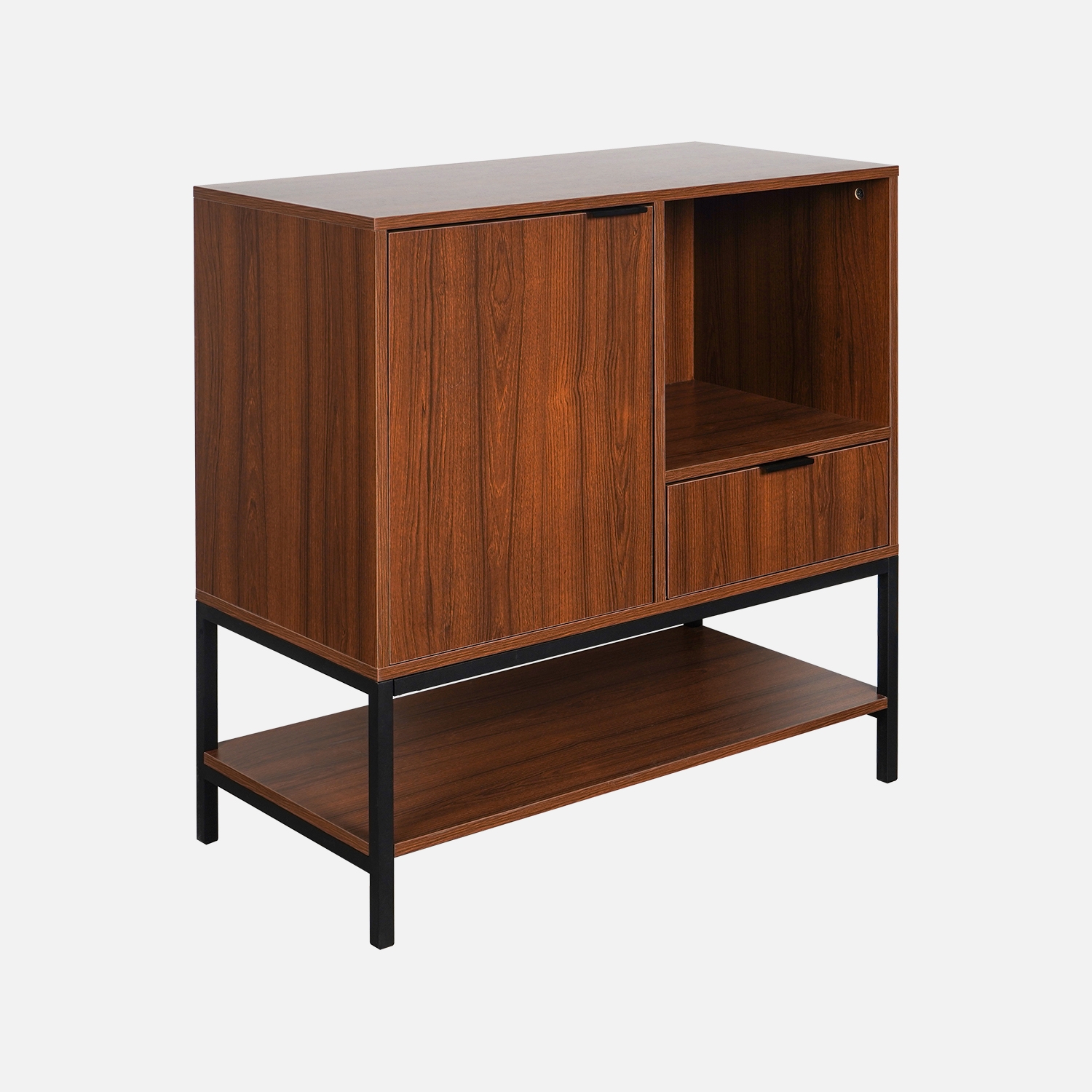 sweeek - Aparador de nogal con 1 puerta, 80cm , Walnut , 80x40x85