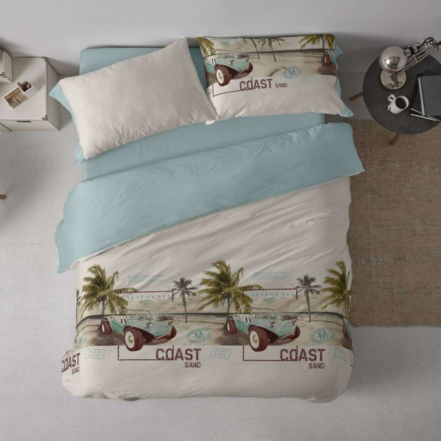 Funda Nórdica BURRITO BLANCO 50% Algodón Diseño Vintage Playa Agua Marina - Tacto Suave, Fácil Planchado, Alta Durabilidad - Cama 90-200cm