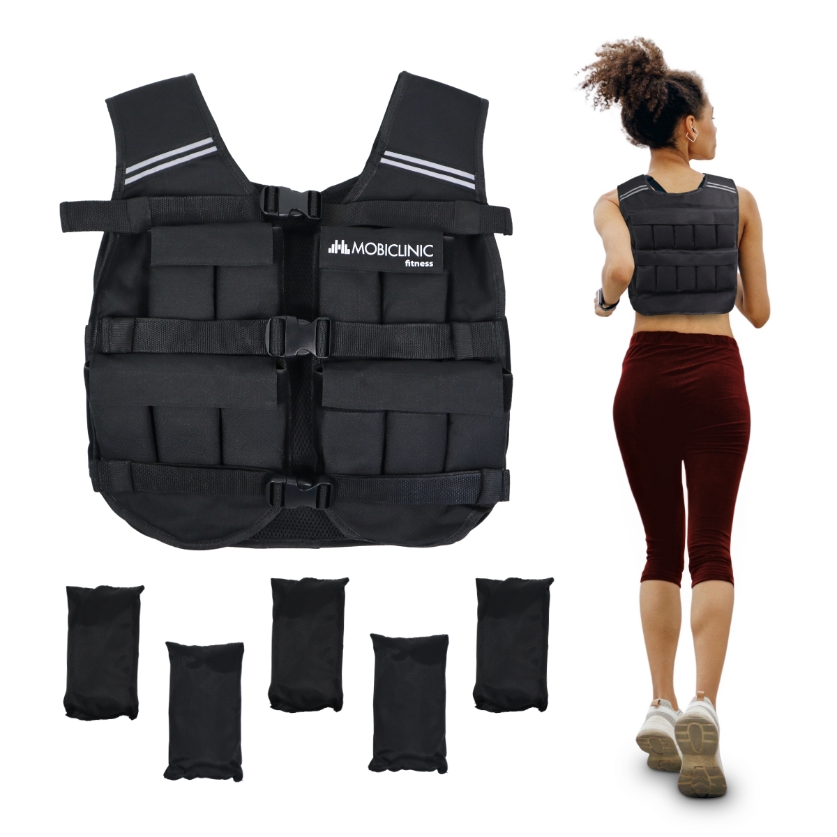 Chaleco lastradro Varios pesos Mobiclinic Peso ajustable Transpirable Acolchado Adaptable Iron10 Negro