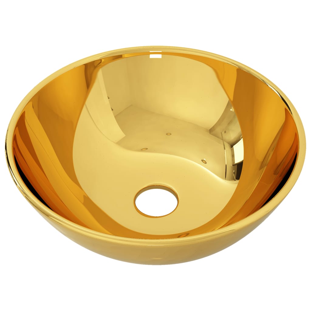 vidaXL Lavabo 28x10 cm Cerámica Dorado Sanitario Baño Servicio Grifería Casa Color Dorado,  Plateado, y mas