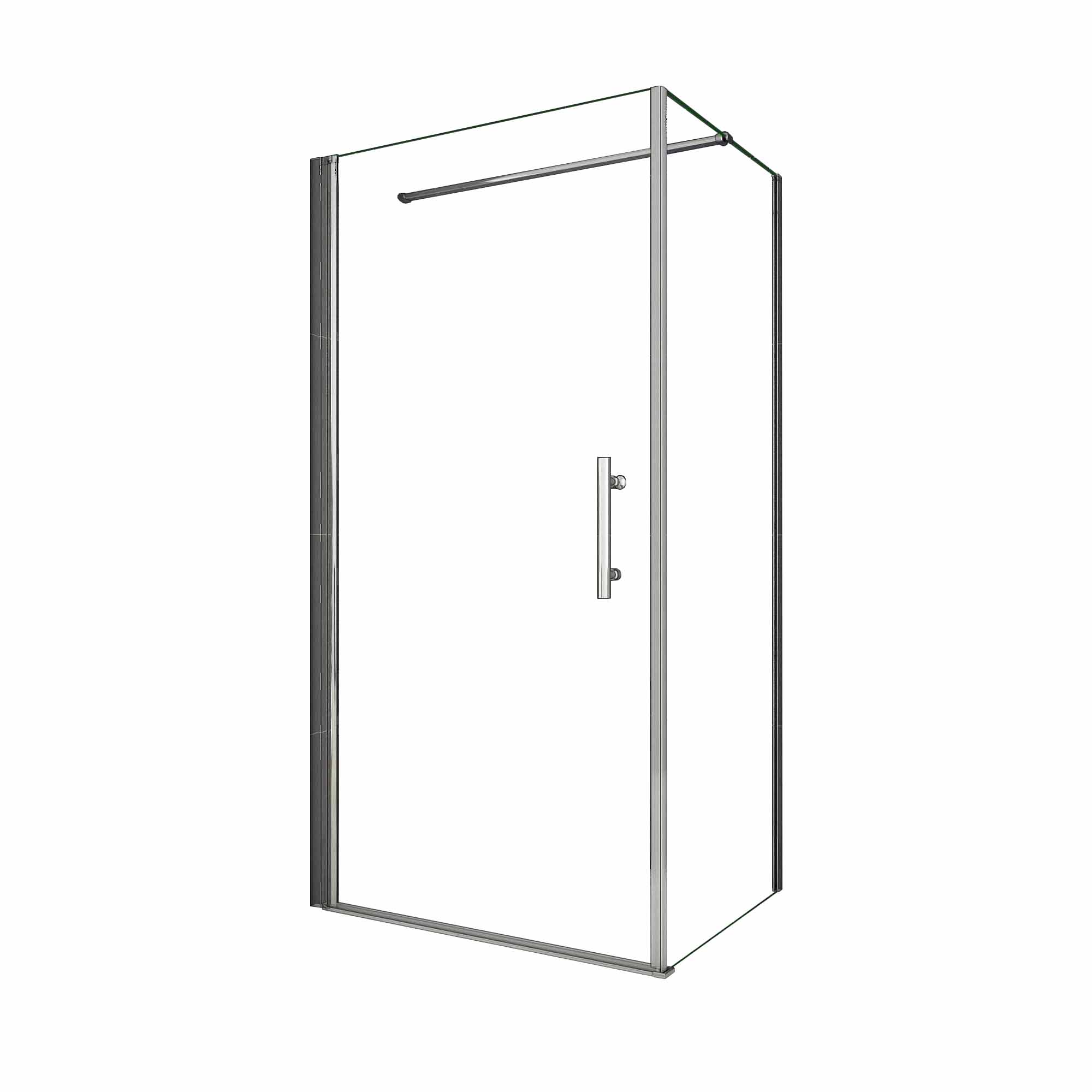 AICA Mampara de Ducha Frontal Abatible y Panel lateral una Barra Fija 140cm Perfil Cromado Vidrio Antical 6mm (680-700)x(680-700)x1950mm