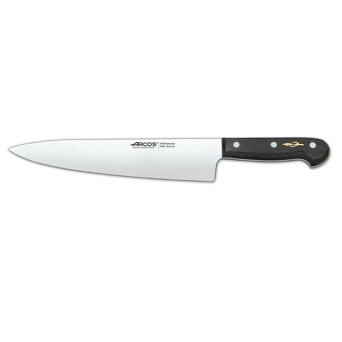 Cuchillo de Cocinero Arcos Palisandro 263600 de Acero Inoxidable Nitrum y Mango de Madera de Palisandro con Hoja de 25 Cm y Funda