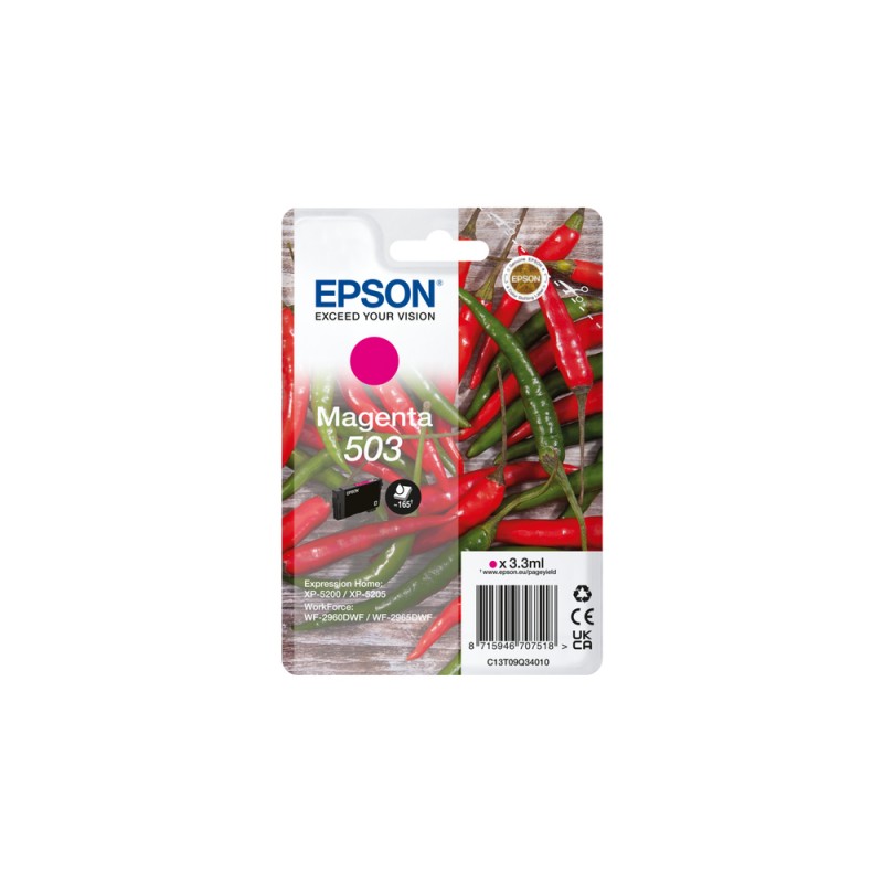 Epson - 503 cartucho de tinta 1 pieza(s) Original Rendimiento estándar Magenta - C13T09Q34010 C13T09Q34010