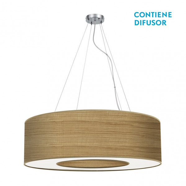 FABRILAMP Colgante Grande modelo Haiti 4luces Cromo/Madera Clara