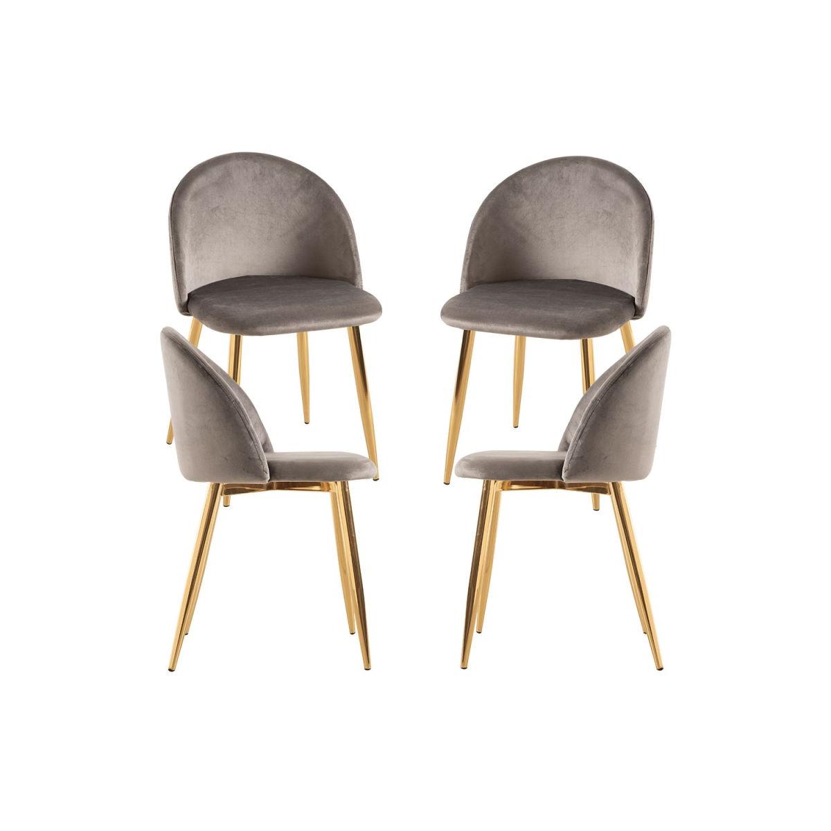 Regalos Miguel - Packs Sillas Comedor - Pack 4 Sillas Vint Terciopelo Golden - Gris claro