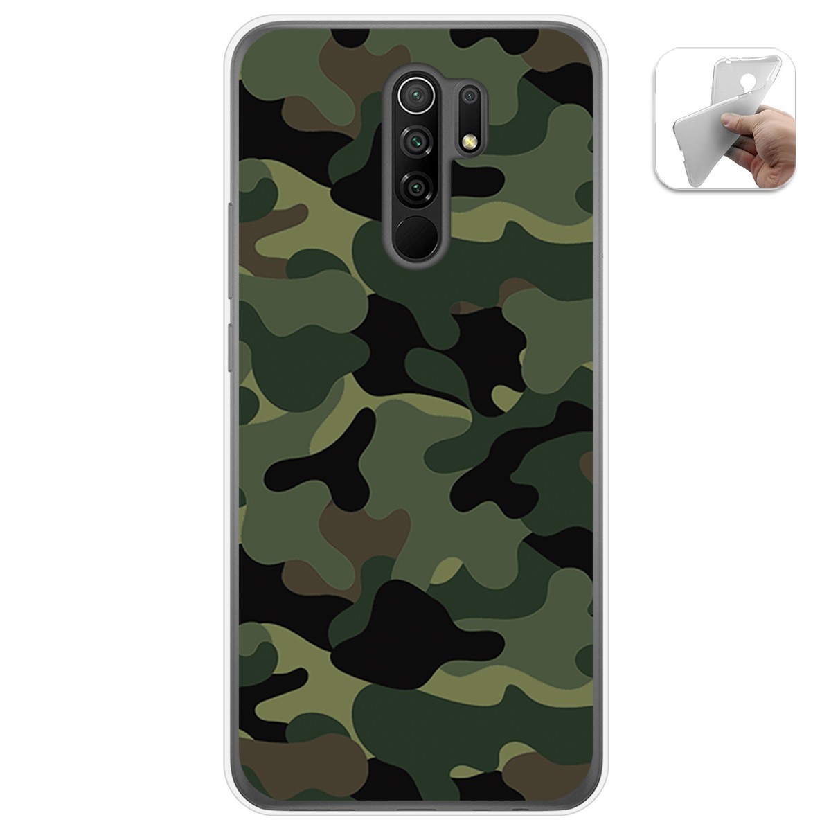Tumundosmartphone Funda Gel Tpu para Xiaomi Redmi 9 diseño Camuflaje Dibujos