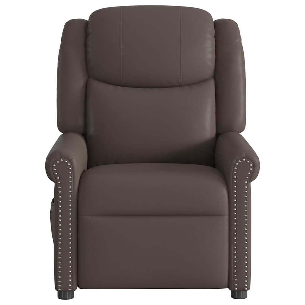 vidaXL Sillón reclinable de cuero sintético marrón brillante