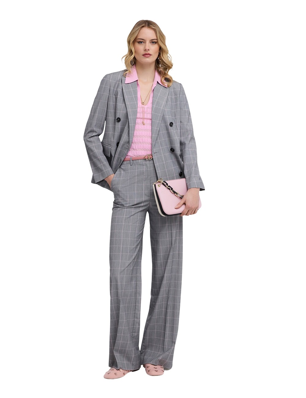 Motivi - Pantalones palazzo estampado príncipe de Gales