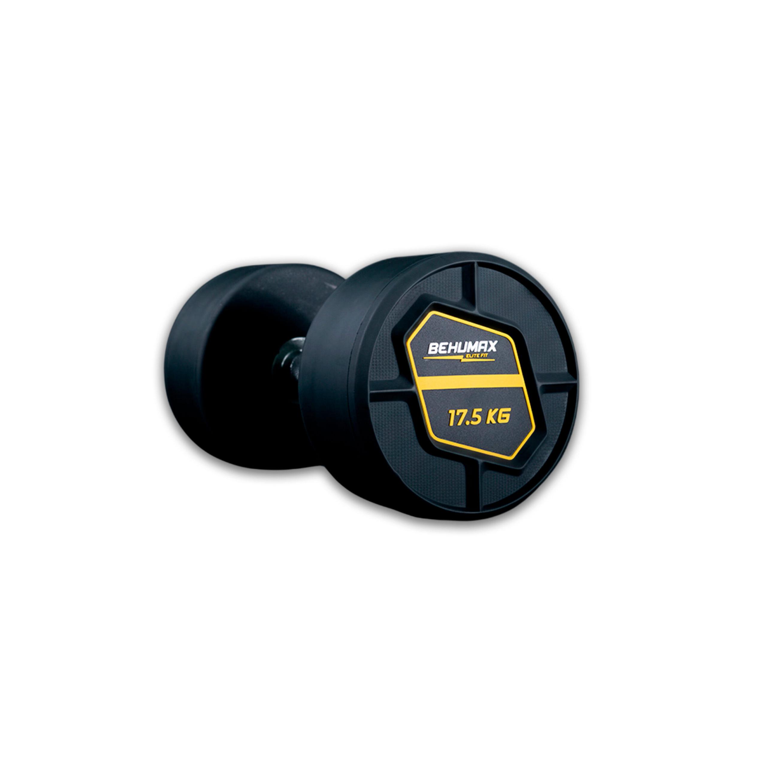 Mancuernas Redondas Power Pro de BEHUMAX - Pesos de 2,5 kg a 50 kg, Mango de Acero Cromado y Cabezal de Poliuretano Premium para Entrenamiento de Fuerza