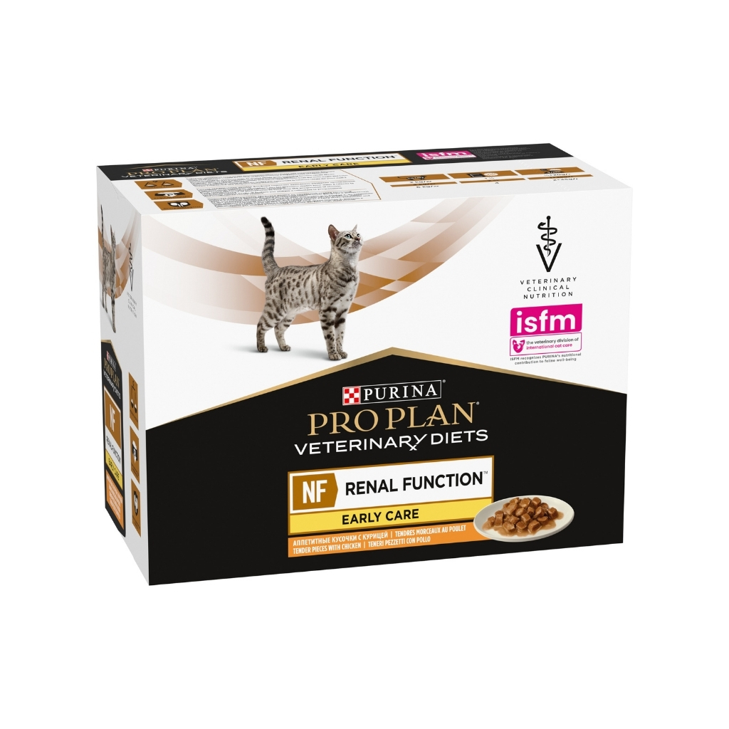 PRO PLAN VETERINARY DIETS – Comida húmeda para gatos adultos Purina Pro Plan Función Renal Early Care Dietas Veterinarias pollo 10 sobres.