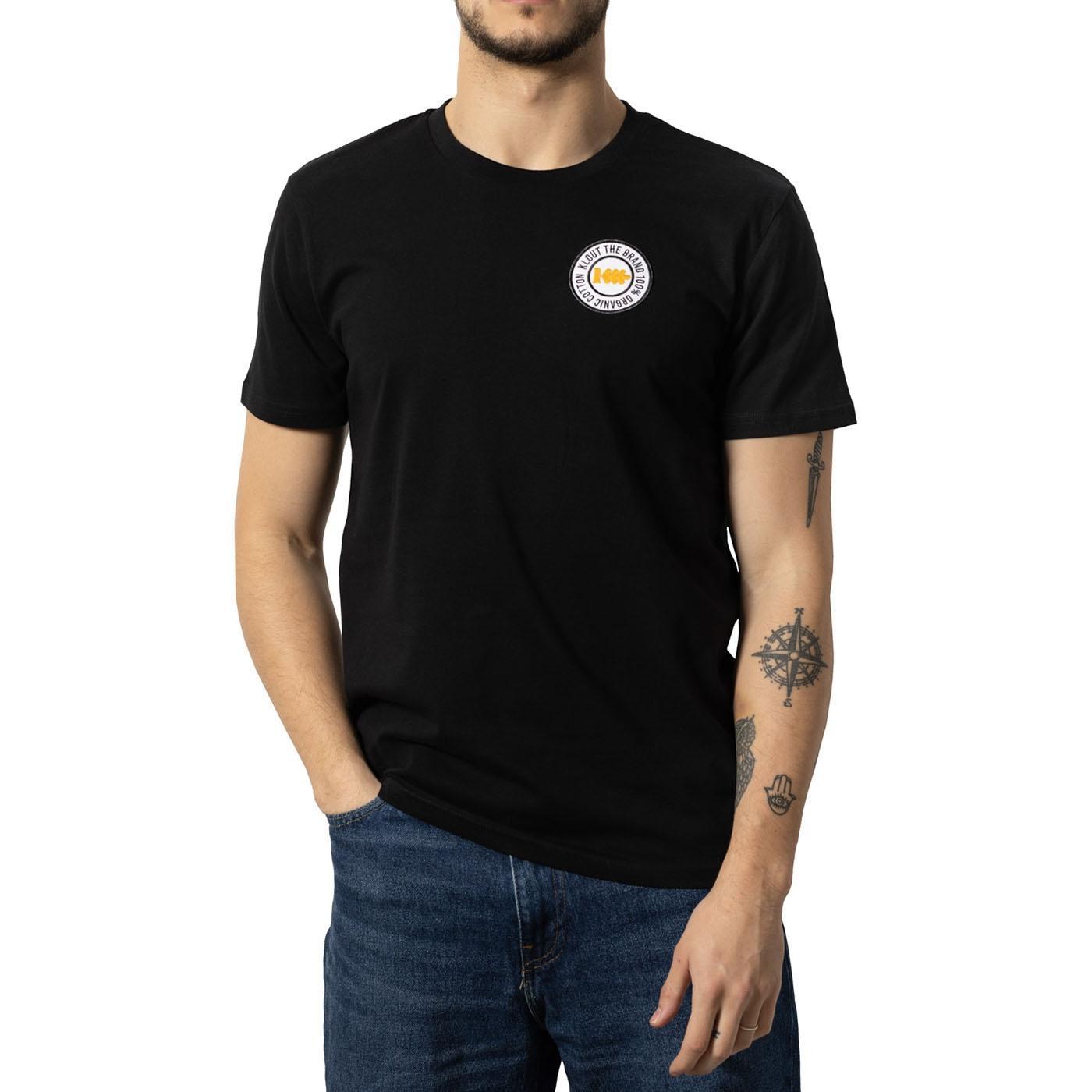 KLOUT - KLOUT Camiseta Hombre Negra Algodón Orgánico Corte Clásico