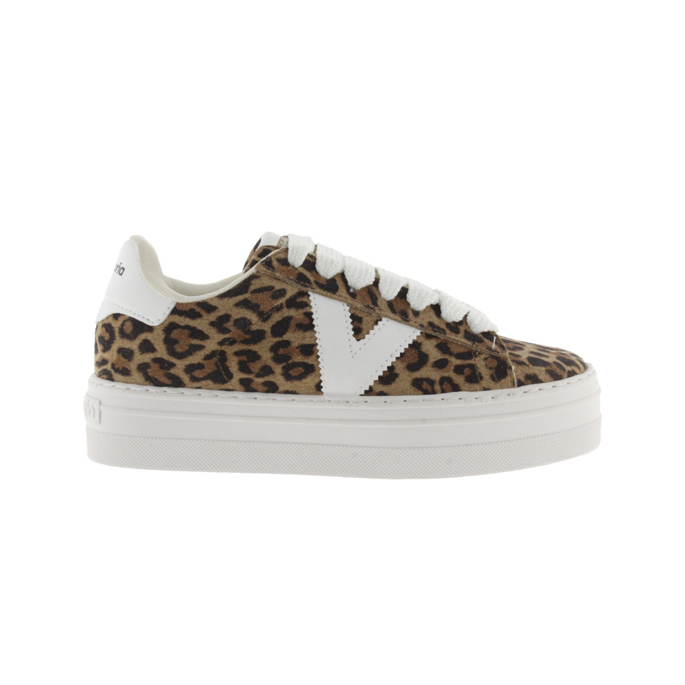 Victoria Barcelona Ciclista Zapatillas de serraje leopardo con plataforma y piezas en contraste 1092176