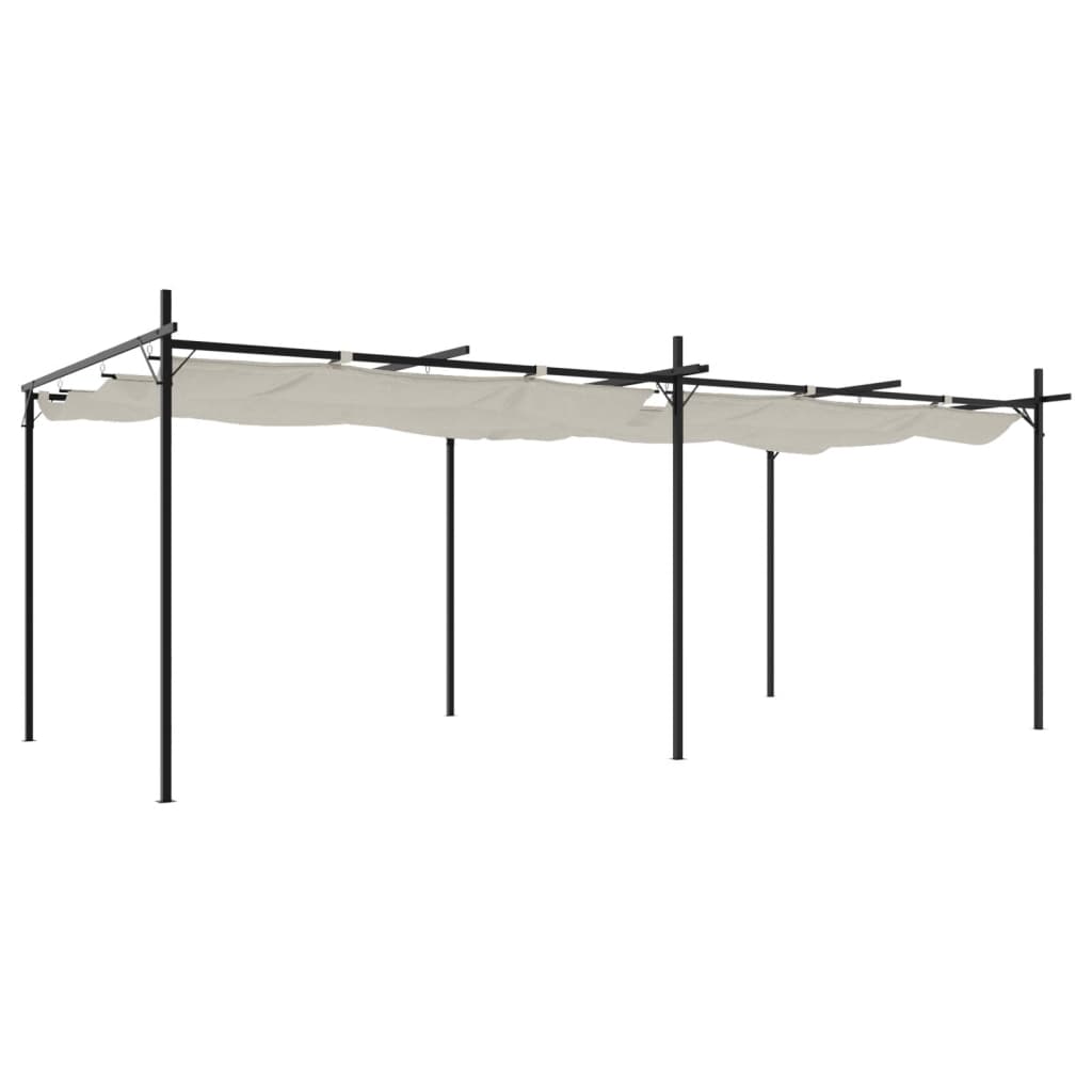 vidaXL Pérgola con cubierta retráctil color crema 589x292x230 cm