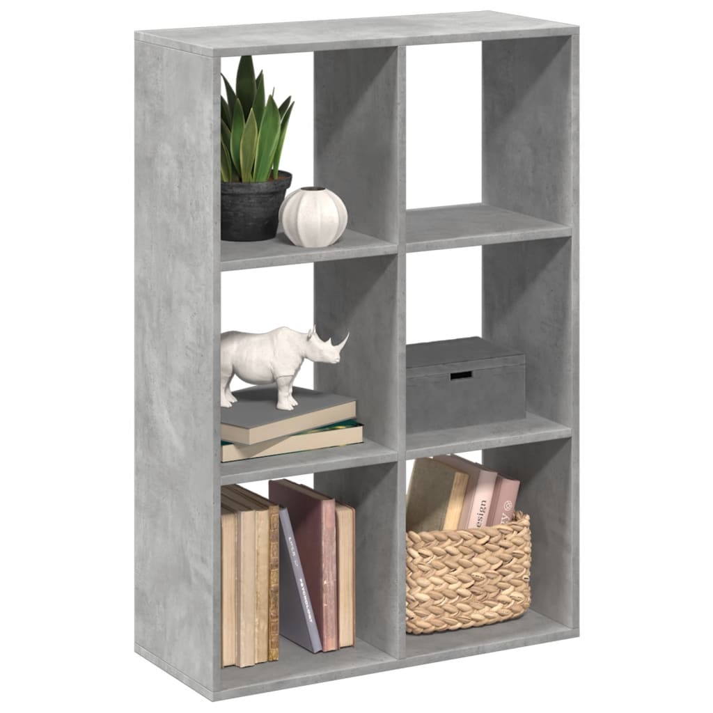 vidaXL Librería divisora madera ingeniería 69,5x29x103,5 cm en color Blanco/Madera antigua/Gris hormigón y más