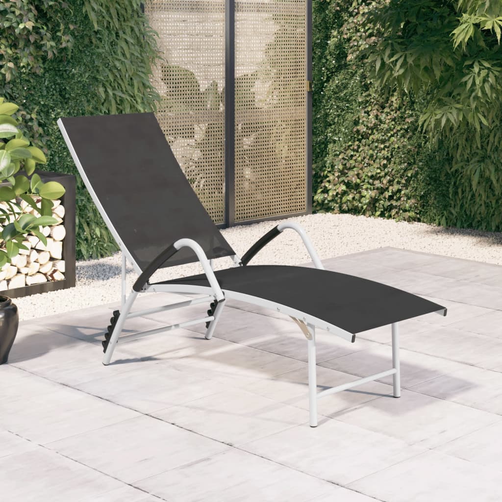 Vidaxl Tumbona Textilene y Aluminio 170-193x60,5x96-51cm - Negro/Crema/Taupé