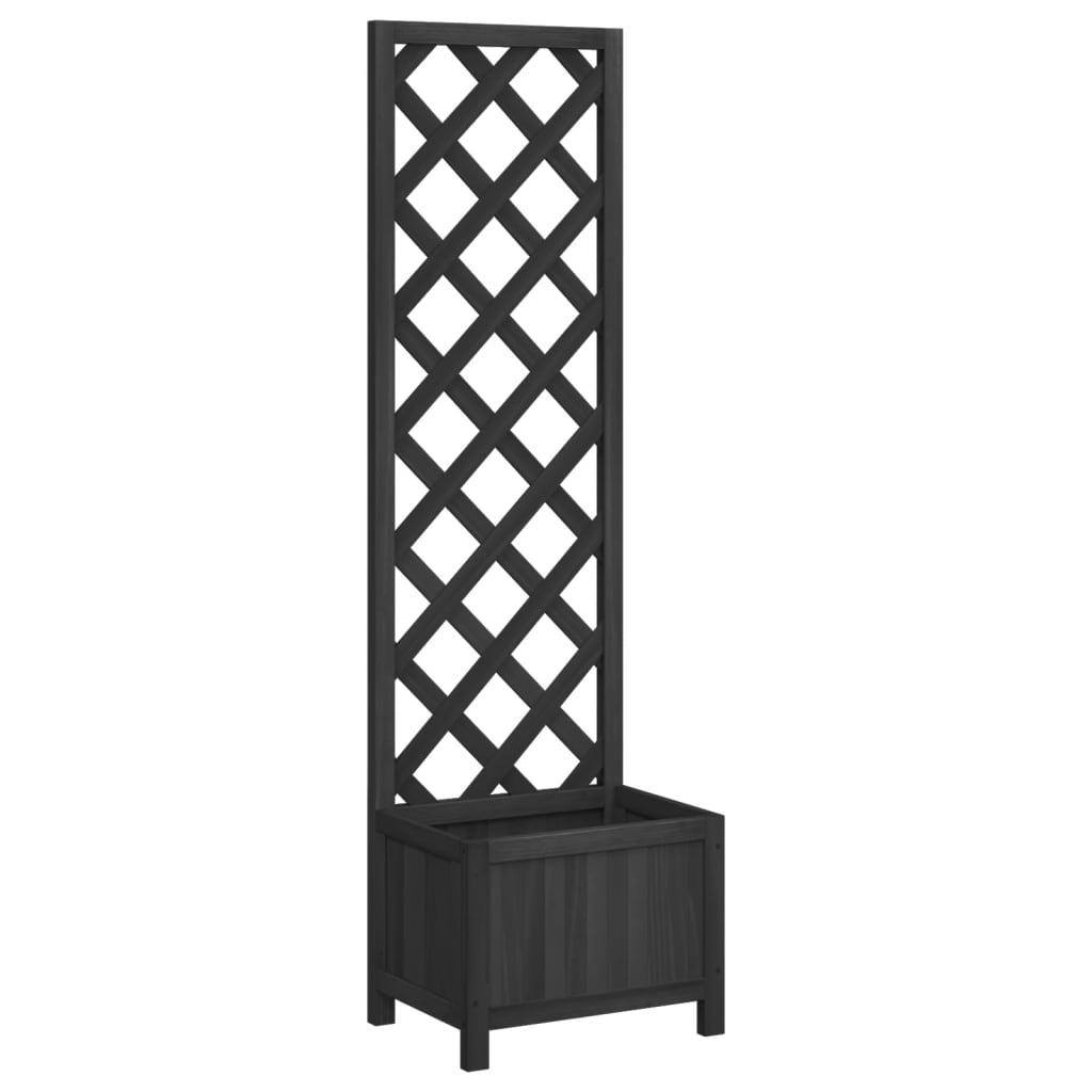 vidaXL Jardinera con enrejado madera maciza de abeto Color Marrón,  Gris,  Negro y mas