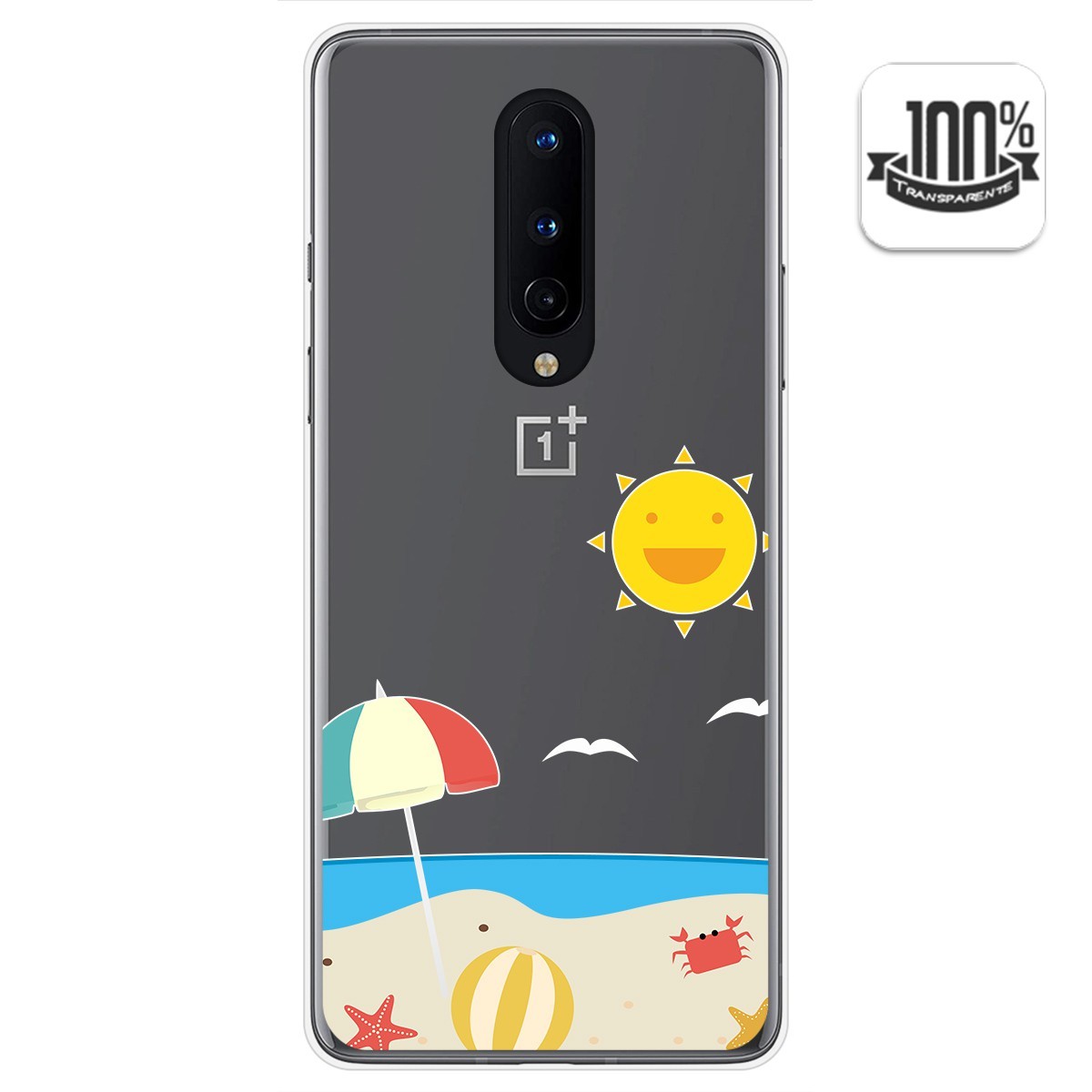 Tumundosmartphone Funda Gel Transparente para OnePlus 8 diseño Playa Dibujos
