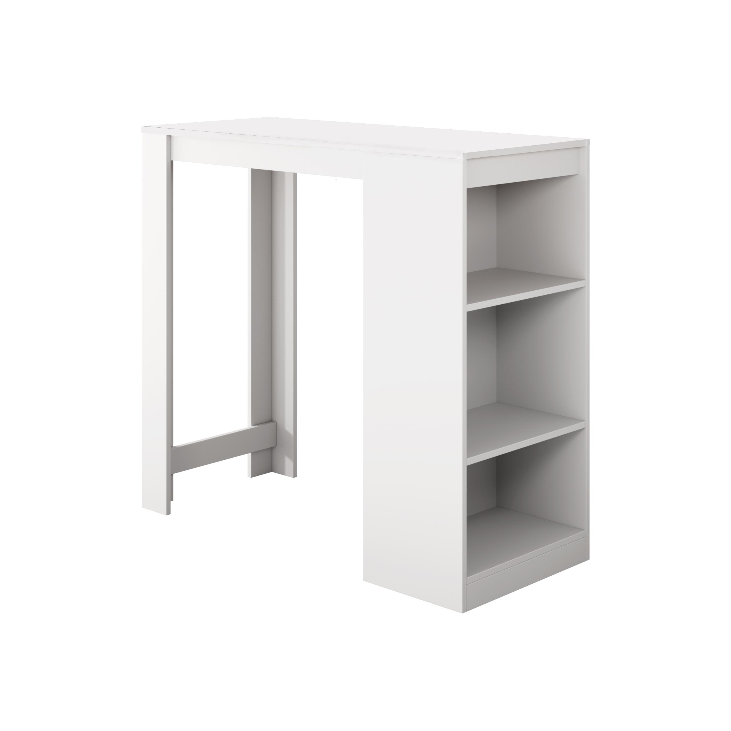 MB Muebles Bonitos - Mesa alta de bar, Color blanco y sonoma, Pata con estantes, Modelo Kyra