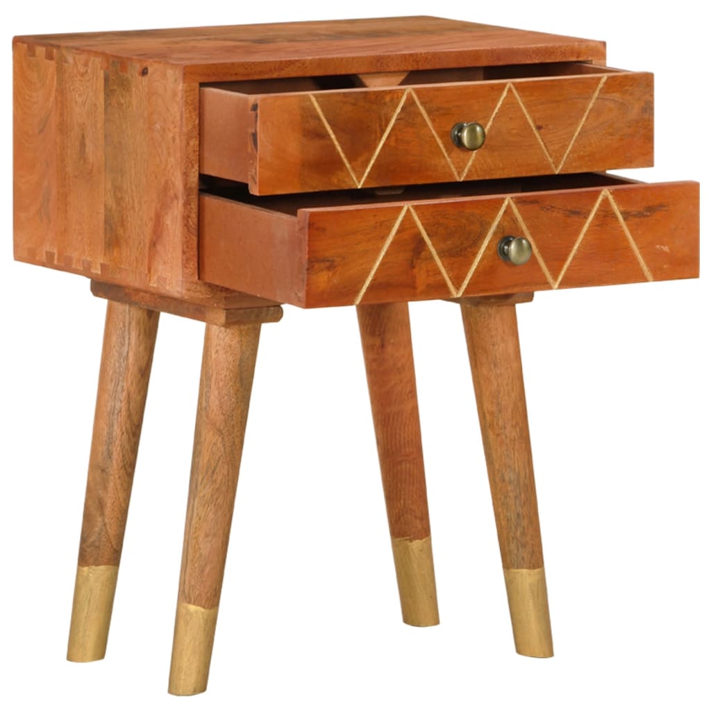 Vidaxl Mesita de Noche de Madera Maciza de Mango 43x30x58 Cm - Color Natural - Moderna y Resistente