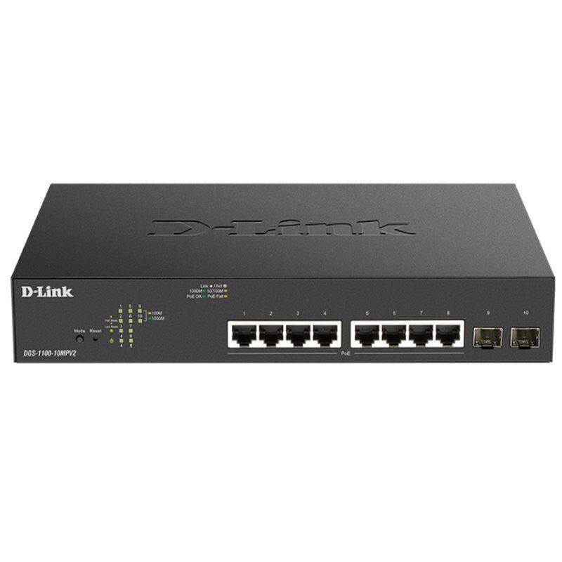 Switch DD-Link DGS-1100-10MPV2 8 Puertos/ RJ-45 Gigabit 10/100/1000 PoE/ SFP
