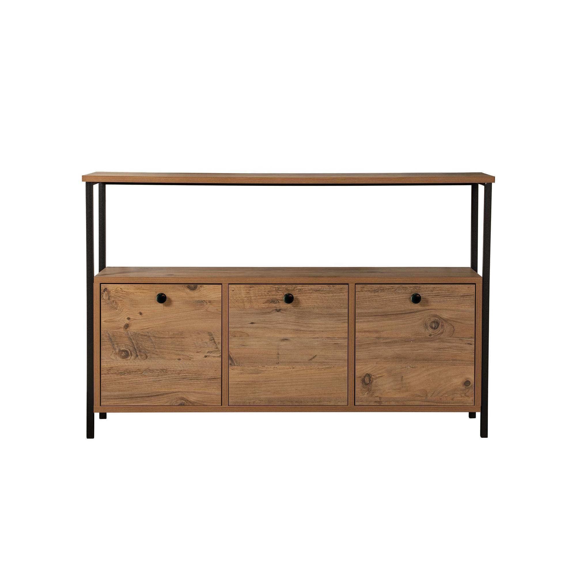 Habitat y Jardin - Consola de madera "Solace" - 120 x 29 x 77 cm - Pino atlántico negro
