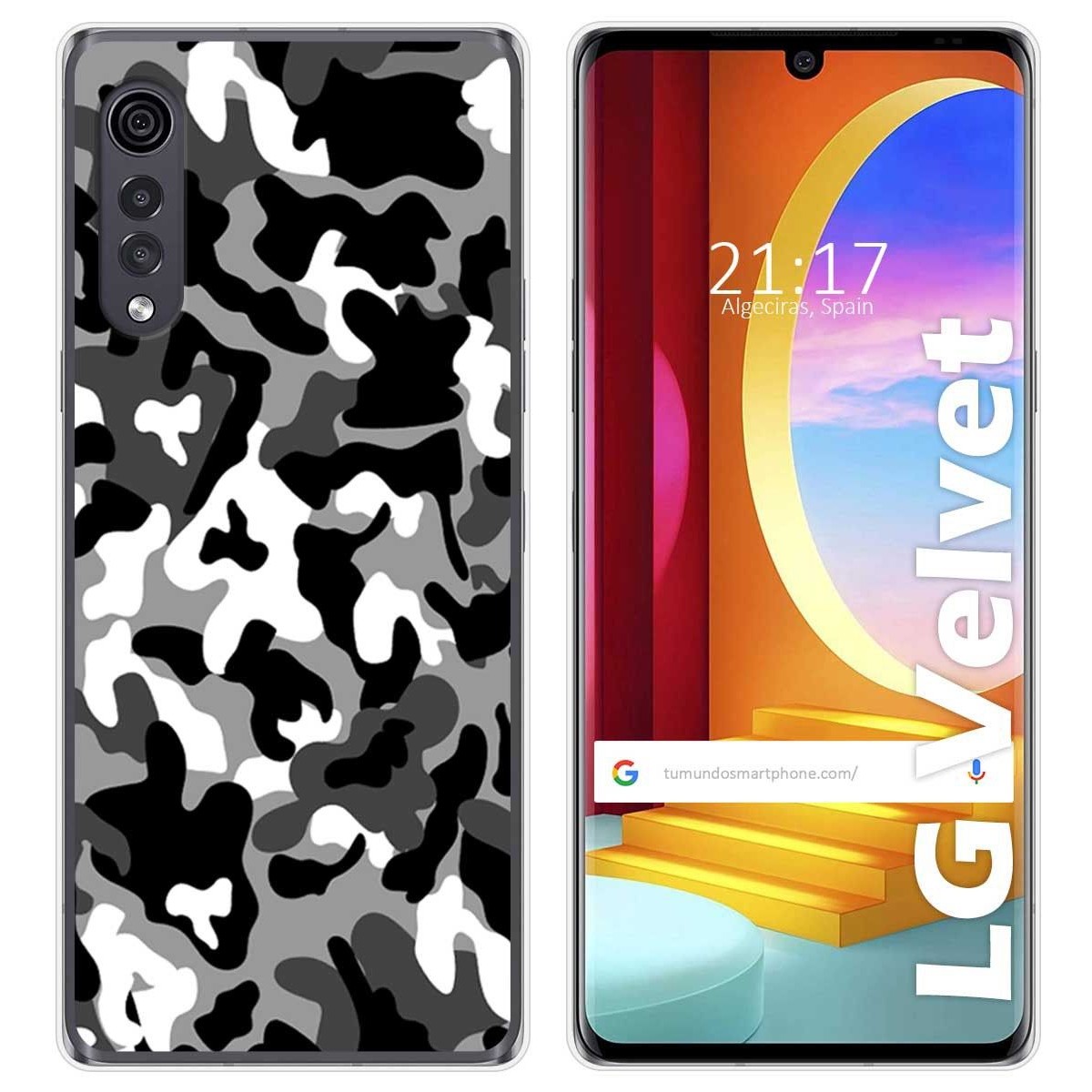 Tumundosmartphone Funda Gel Tpu para LG Velvet 5G diseño Snow Camuflaje Dibujos