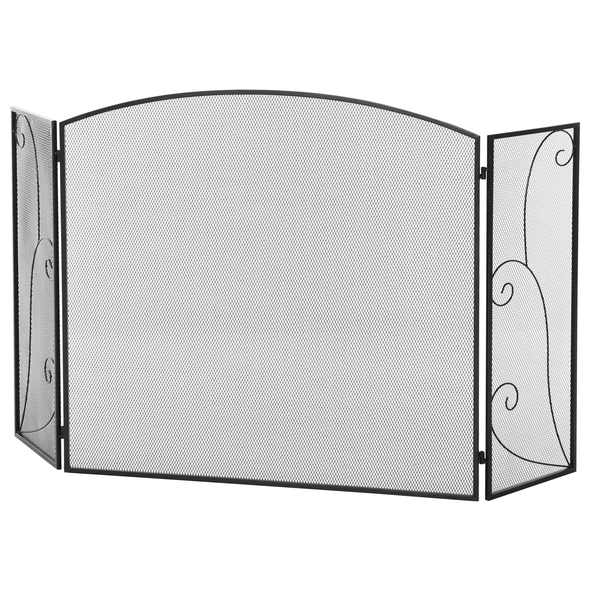 Homcom Salvachispas Plegable Pantalla Protectora De Chimenea 3 Paneles Con  Bisagras Y Estructura De Metal Decorativa 126x3x80 Cm