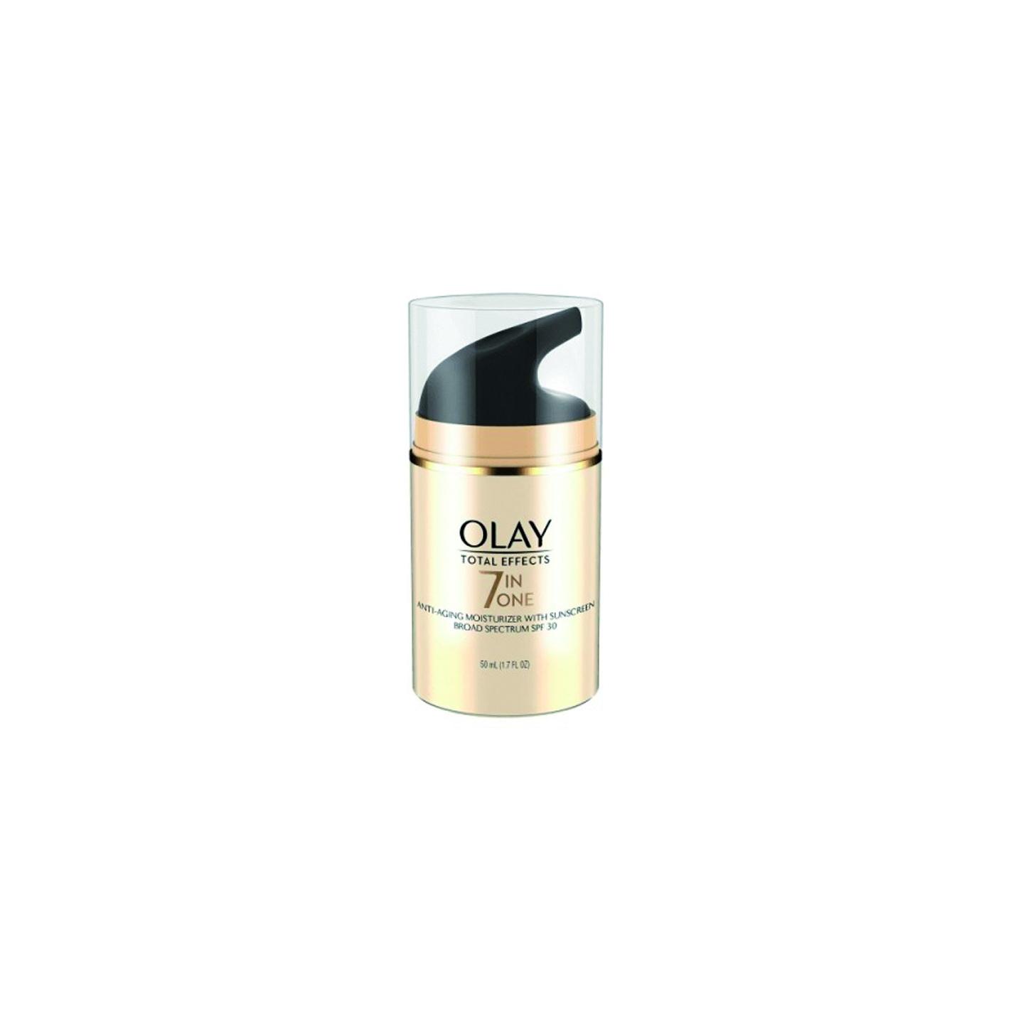 Olay - Crema hidratante facial antiarrugas TOTAL EFFECTS con SPF 30, protección solar amplio espectro UVA/UVB y complejo de VitaNiacina (vitaminas B3, C y E) para piel más joven y radiante