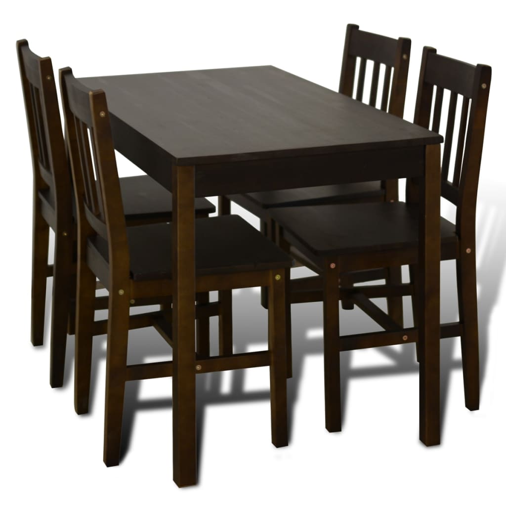 vidaXL Mesa de comedor y 4 sillas madera marrón