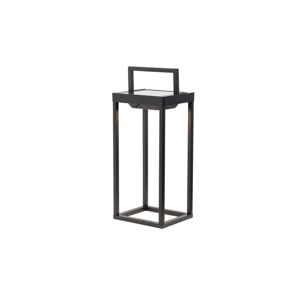 Zafferano - Farol solar para el hogar con 2 LED, 37,3 cm, 2 W, para pared y mesa, con batería y sensor crepuscular, color negro