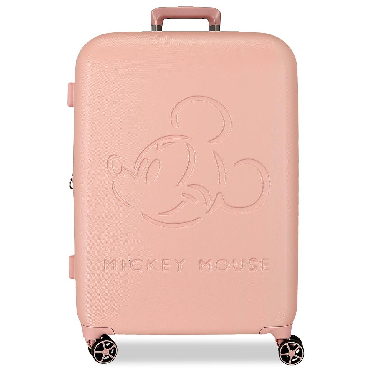 Maleta Mediana Disney Mickey Good Trip, ABS Resistente, 70cm, Ampliable 5 cm, 4 Ruedas Dobles y Cierre TSA, Diseño Exclusivo con Mickey Mouse