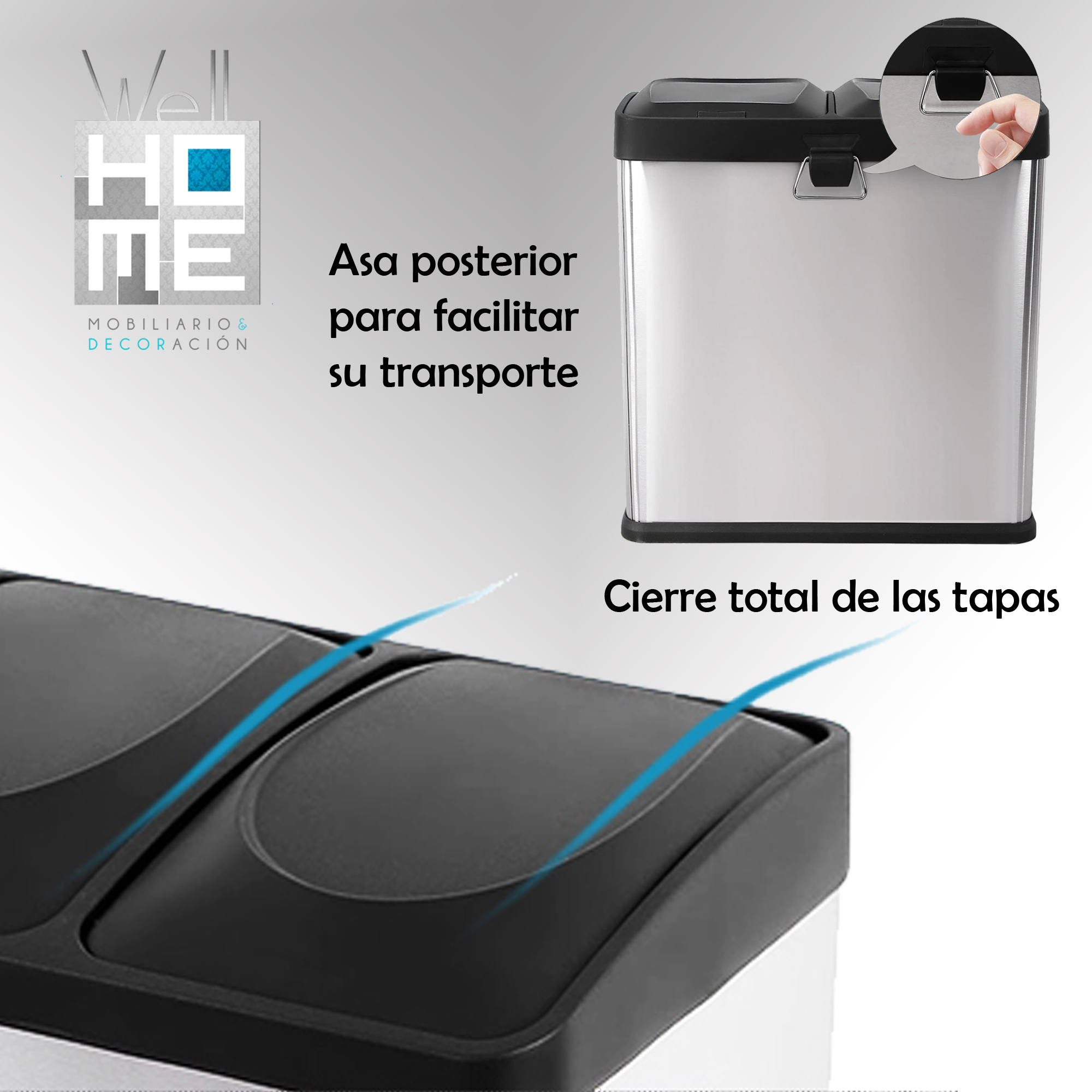 Cubo reciclaje 2 compartimentos 30l •