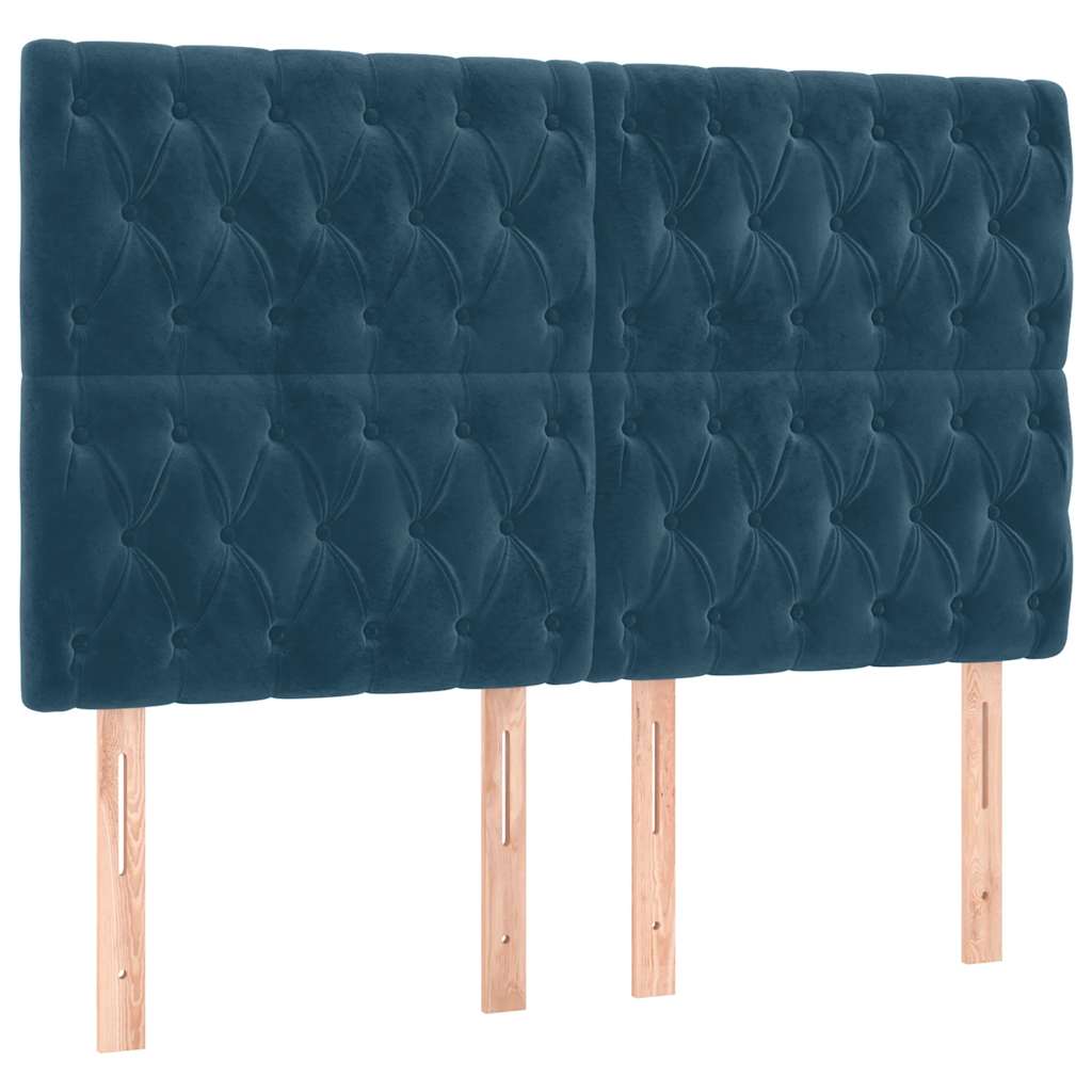 vidaXL Cabecero con luces LED terciopelo azul oscuro 160x7x118/128 cm