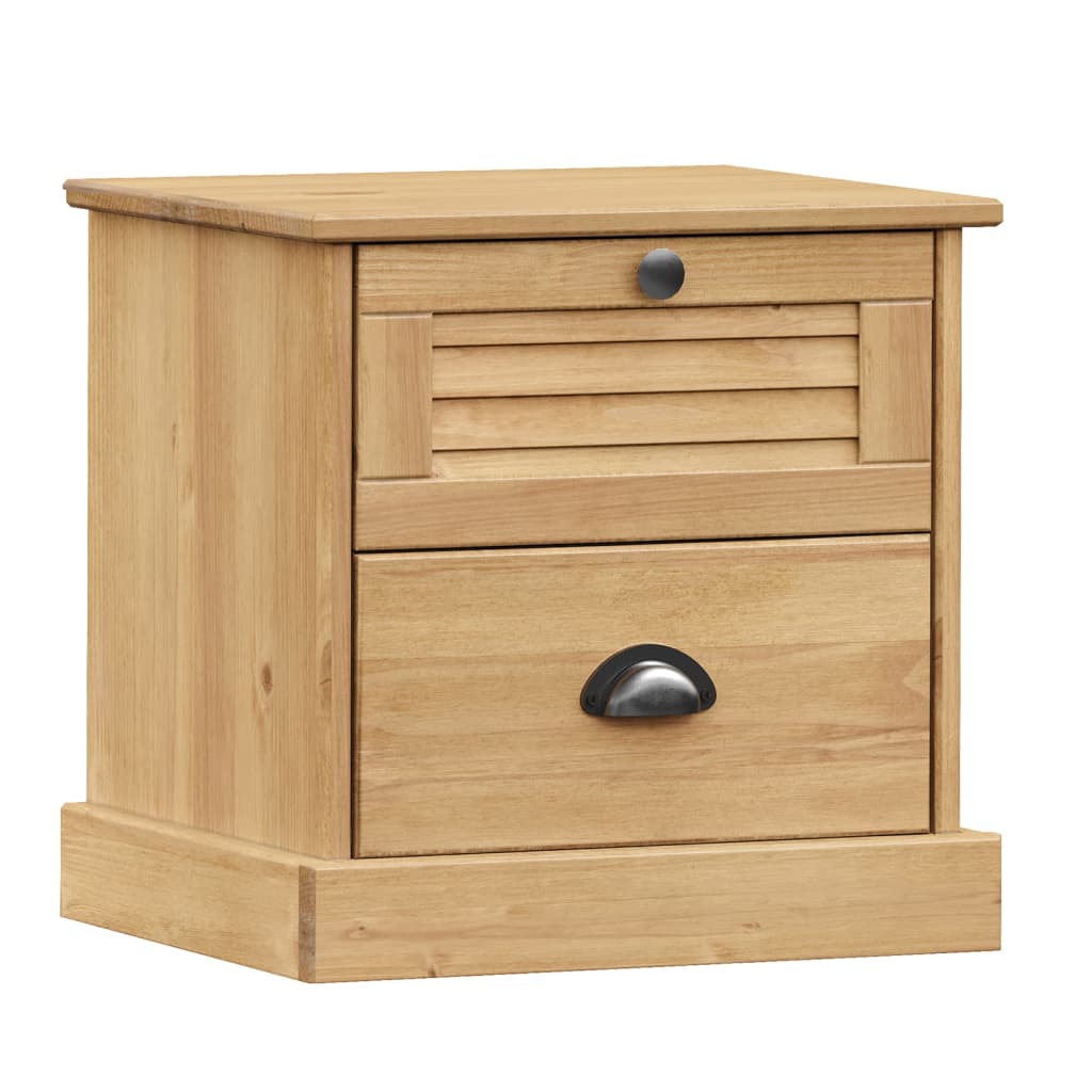 Vidaxl Mesita de Noche VIGO Madera Maciza de Pino 42x35x42 Cm - Marrón