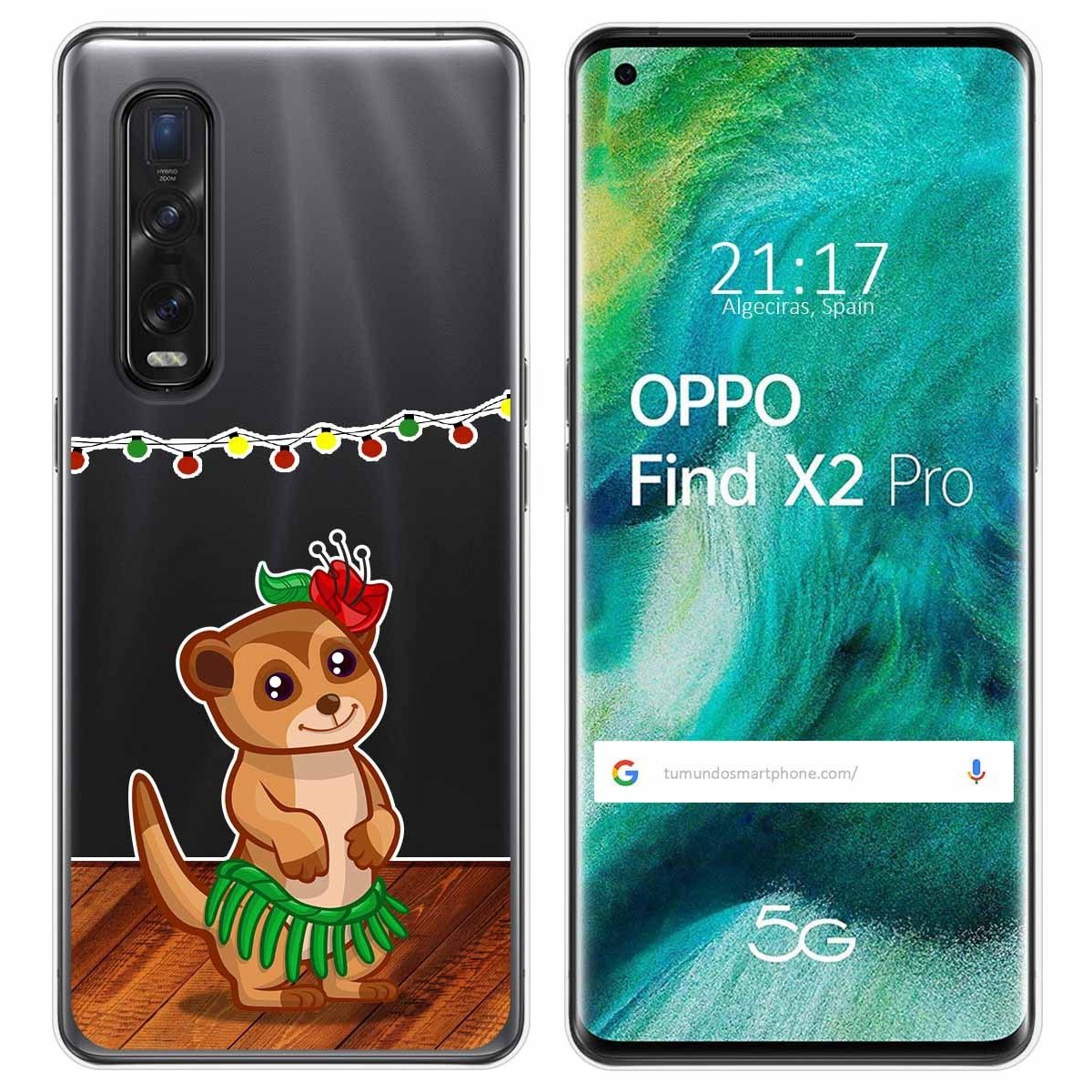 Tumundosmartphone Funda Gel Transparente para Oppo Find X2 Pro diseño Suricata Dibujos