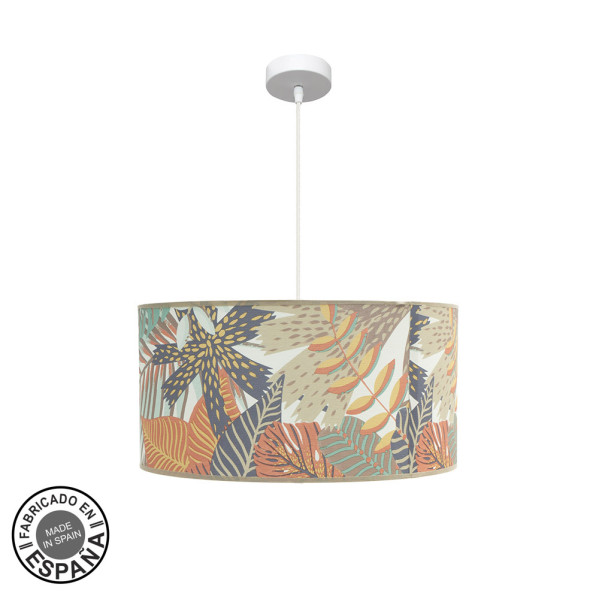 FABRILAMP Lámpara de techo colgante Etiopia 50d 1xe27 Blanco/estampado