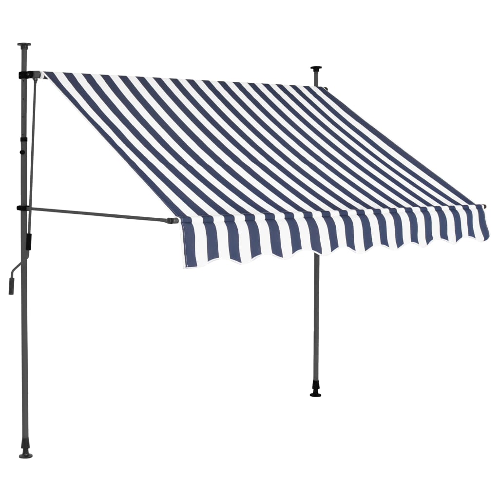 Vidaxl Toldo Manual Retráctil con LED 150 Cm Color Azul, Amarillo y Blanco Protección Rayos UV para Terraza Patio Exterior Jardín