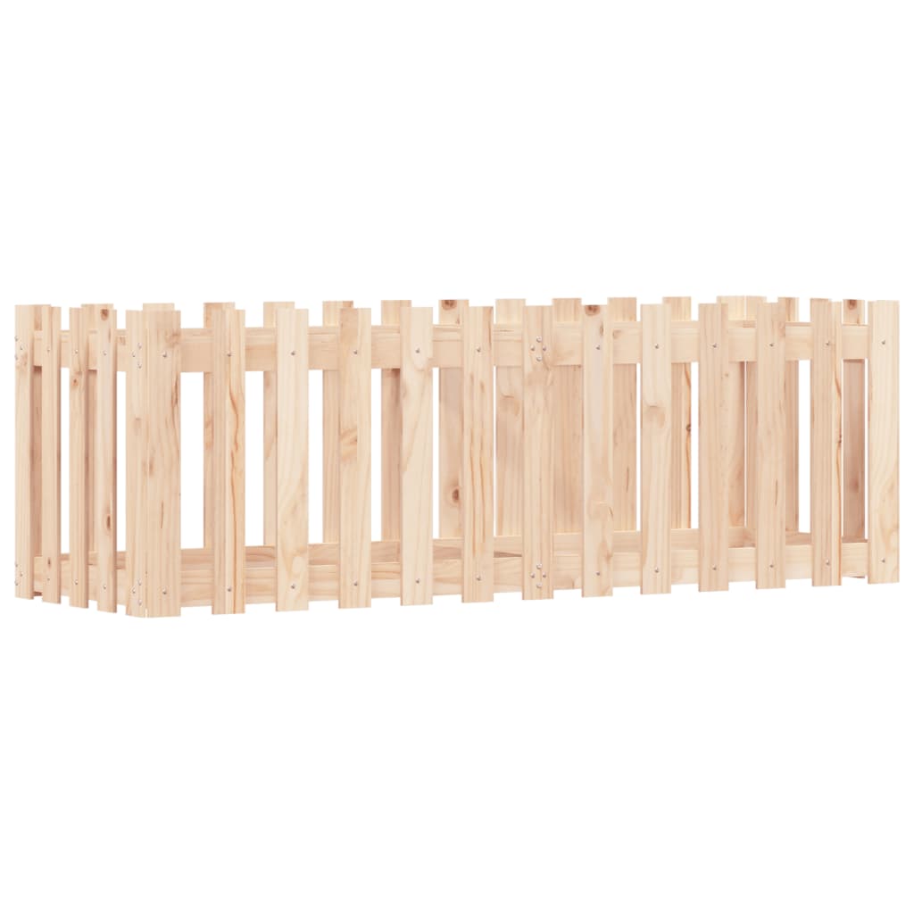 vidaXL Arriate elevado jardín con valla madera maciza pino 150x50x50cm Color Pino natural,  Pino blanco,  Pino negro y mas