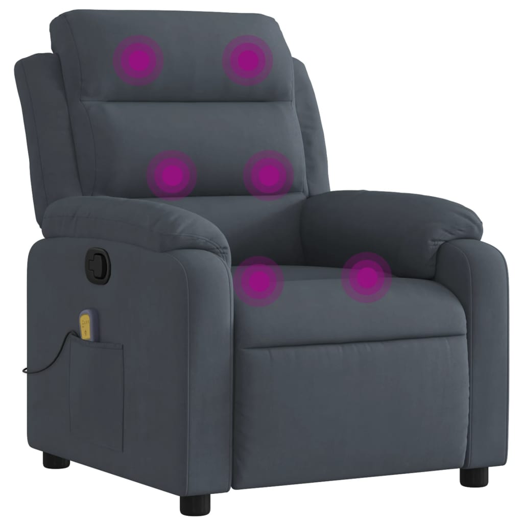 Vidaxl Sillón de Masaje Reclinable de Terciopelo en Gris Claro