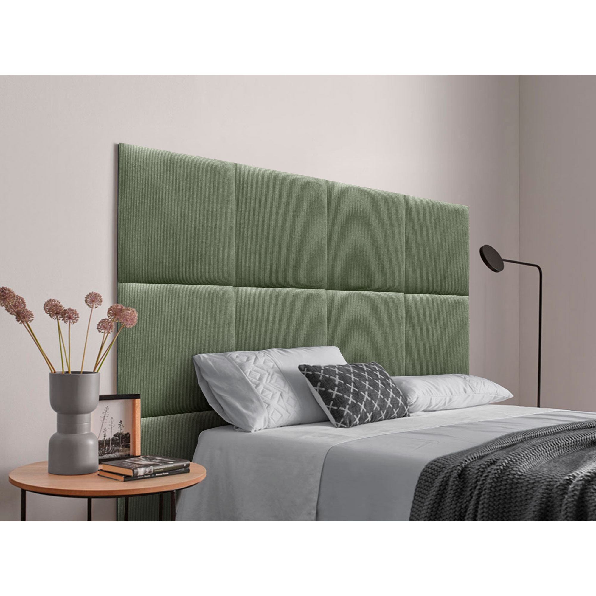 DHOME Cabecero Tapizado Compuesto de Paneles Autoadhesivos Intercambiables de Pana Premium Cama Lujo Dormitorio Acolchado