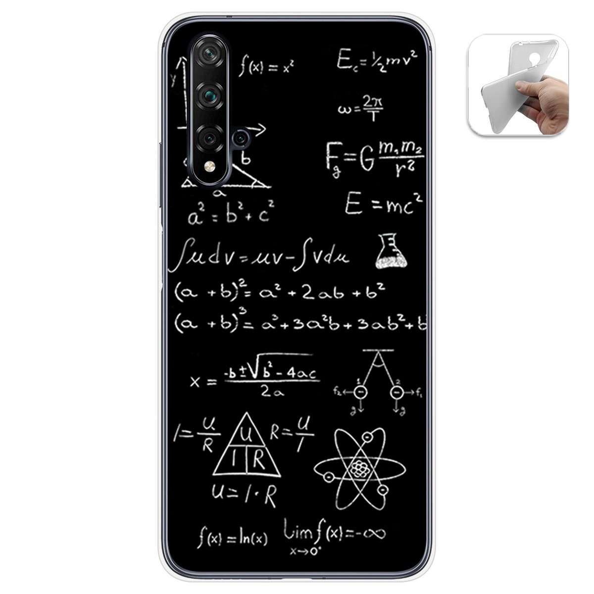 Tumundosmartphone Funda Gel Tpu para Huawei Nova 5T / Honor 20 diseño Formulas Dibujos