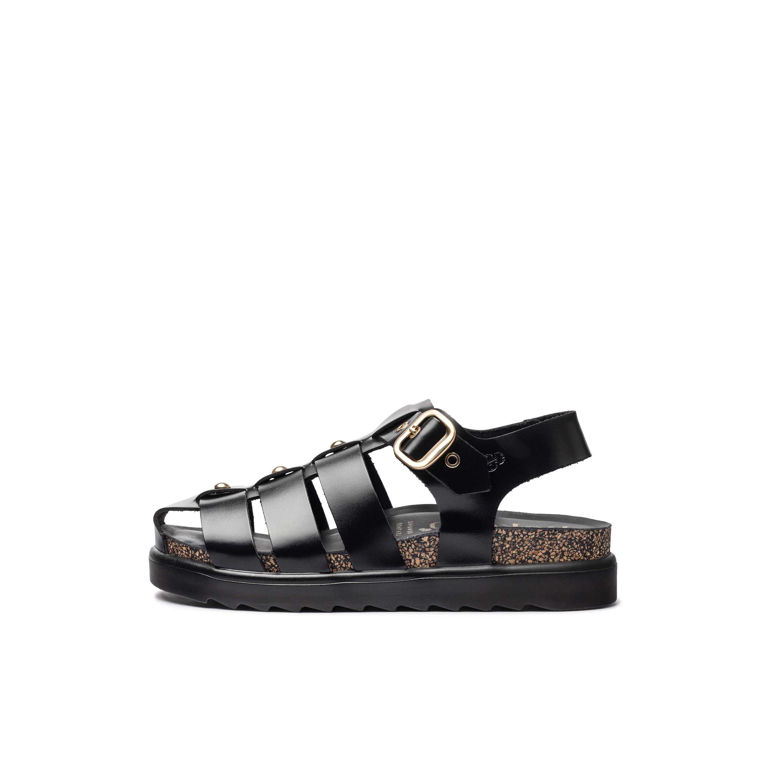 YOKONO sandalia plana TUNEZ-251 NEGRO | Zapatos mujer Primavera-Verano | Piel vacuna  Napa | 2 CM